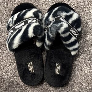 Puma Women's Zebra Pattern Furry Slides